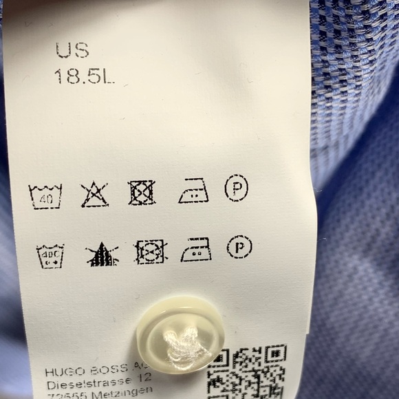NWT Hugo Boss Blue Waffle Knit Dress Shirt Mens - Picture 5 of 6